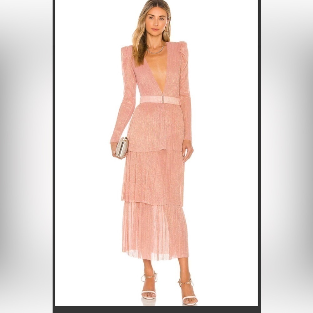 Sabina musayev x revolve carry dress peach with belt size XS plunge v ne…
